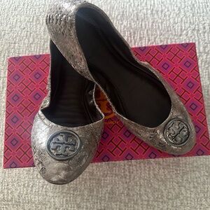 Tory Burch Pewter Heidi Ballet Flats